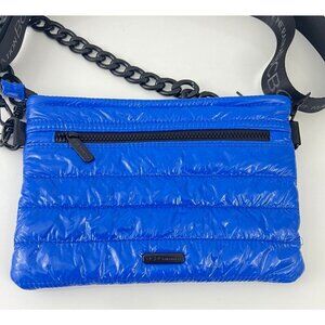 BCBGeneration Blue Quilted  Puffer Crossbody Bag 2 in 1 Chain Strap Shoulder Bag